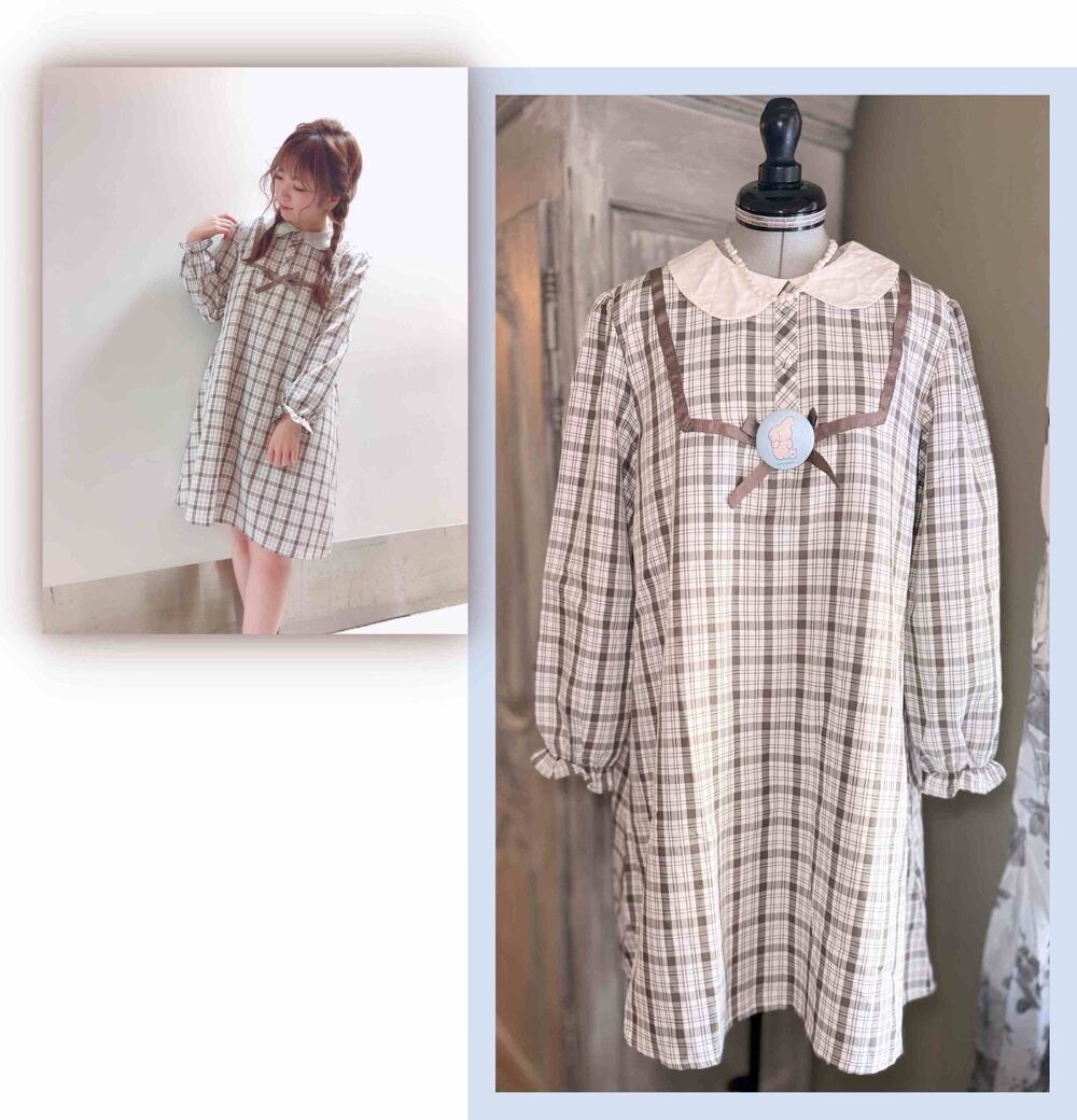 Liz Lisa Frill Yoke Check Dress Jfashion Gyaru Himekaji Coquette Maid Japan